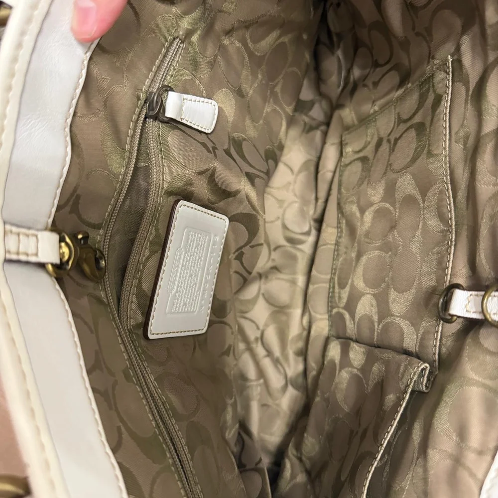 Coach Cream and Tan Tote Bag